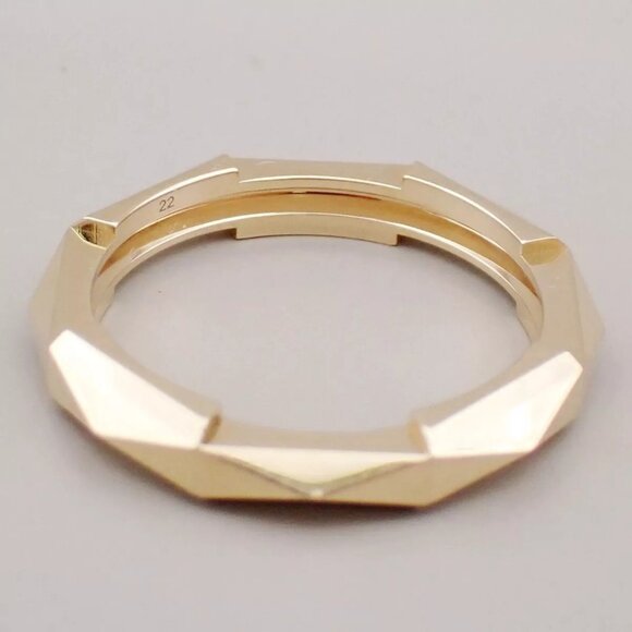 GUCCI Logo Link To Studded Ring Au750 (18K) Size 22 Yellow Gold Italy 25RK868 - Picture 4 of 13